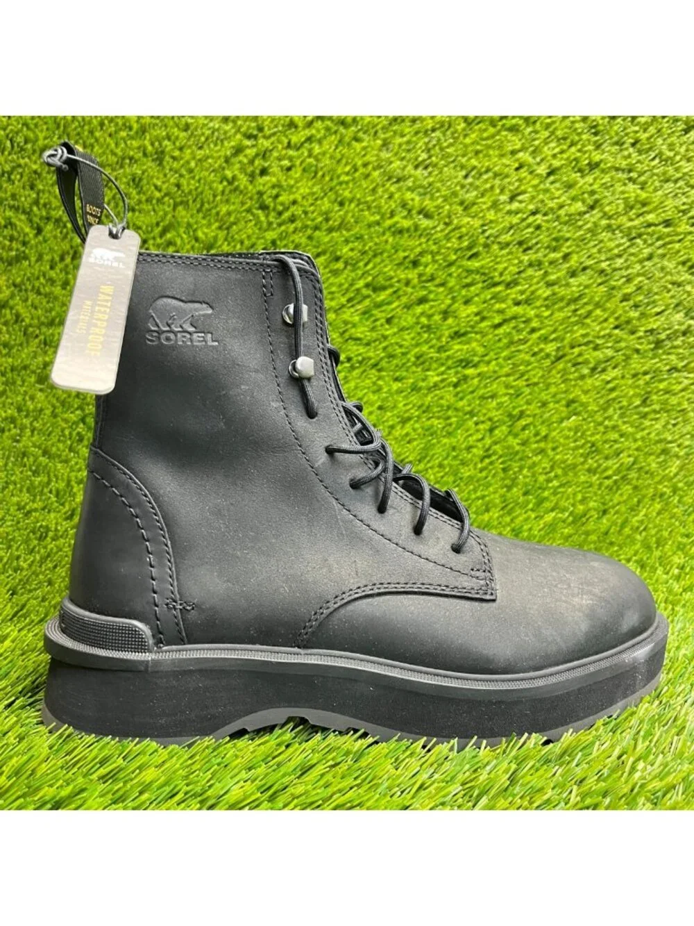 Sorel Hi-Line Womens Size 7.5 Black Classic Outdoor Leather Lace Up Heel Boots
